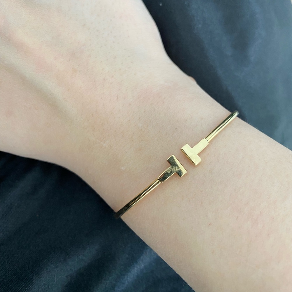 Tiffany T Wire Gold Bracelet Narrow